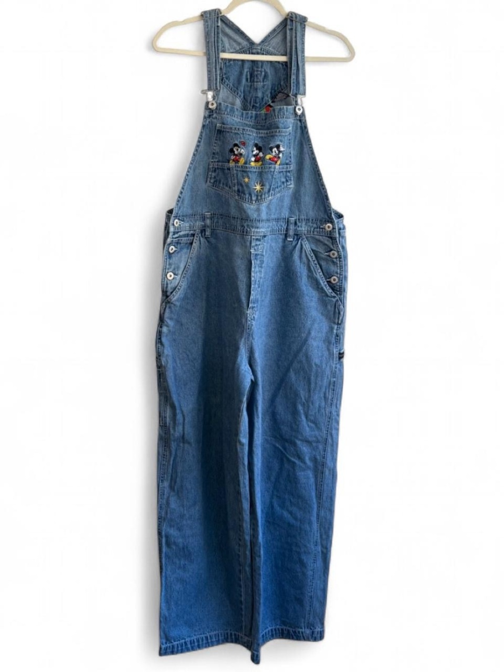 Vintage Disney Mickey Mouse 100% Cotton Denim Overalls Size XL